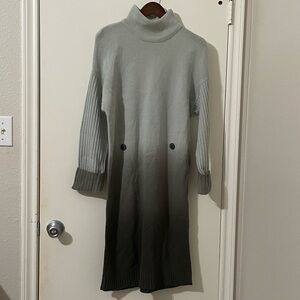 To The Max Ombre Mock Neck Sweater Dress - Pewter Gray - Size L